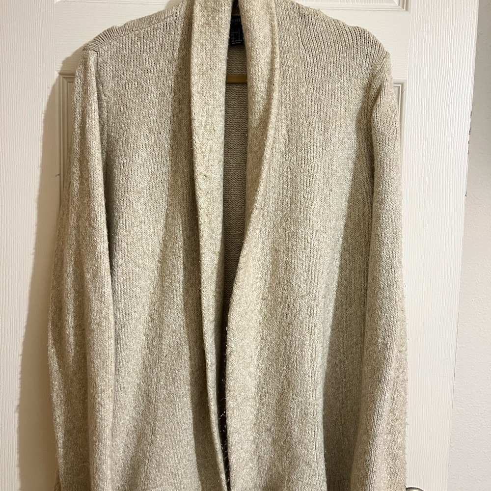 Cream Open-Front Cardigan